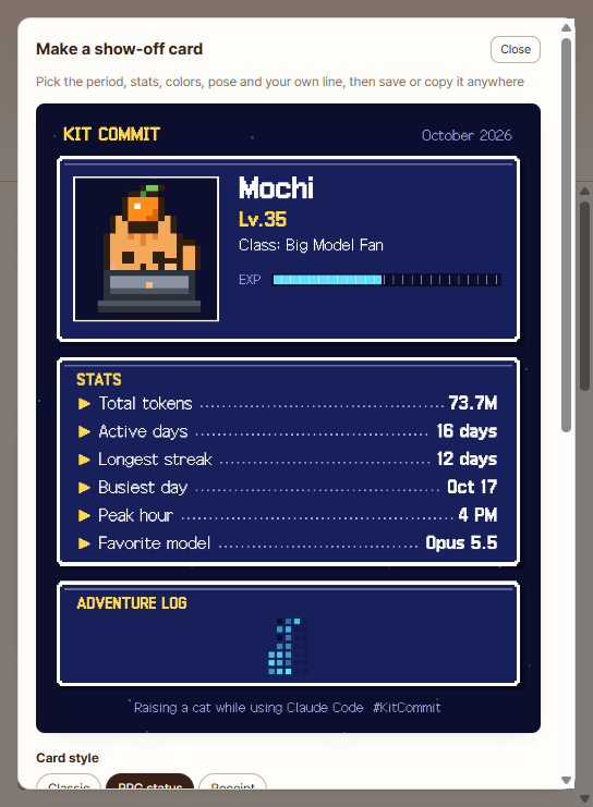 Show-off card — RPG status window