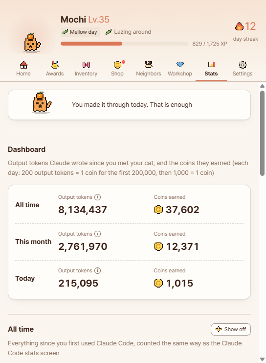 Stats — your history